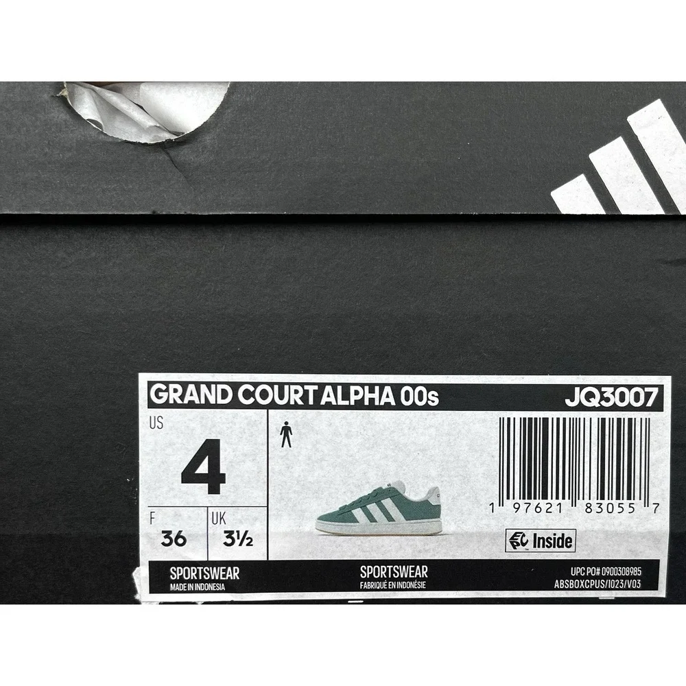 Adidas Grand Court Alpha Mens Youth Boys Classic‎ Style Shoes Size 4 Green White